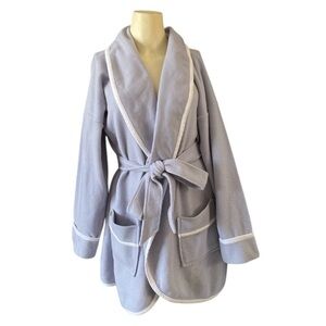 Soft Surroundings Pale Lavender Beyond Soft Robe with white trim, Women Sz Large
